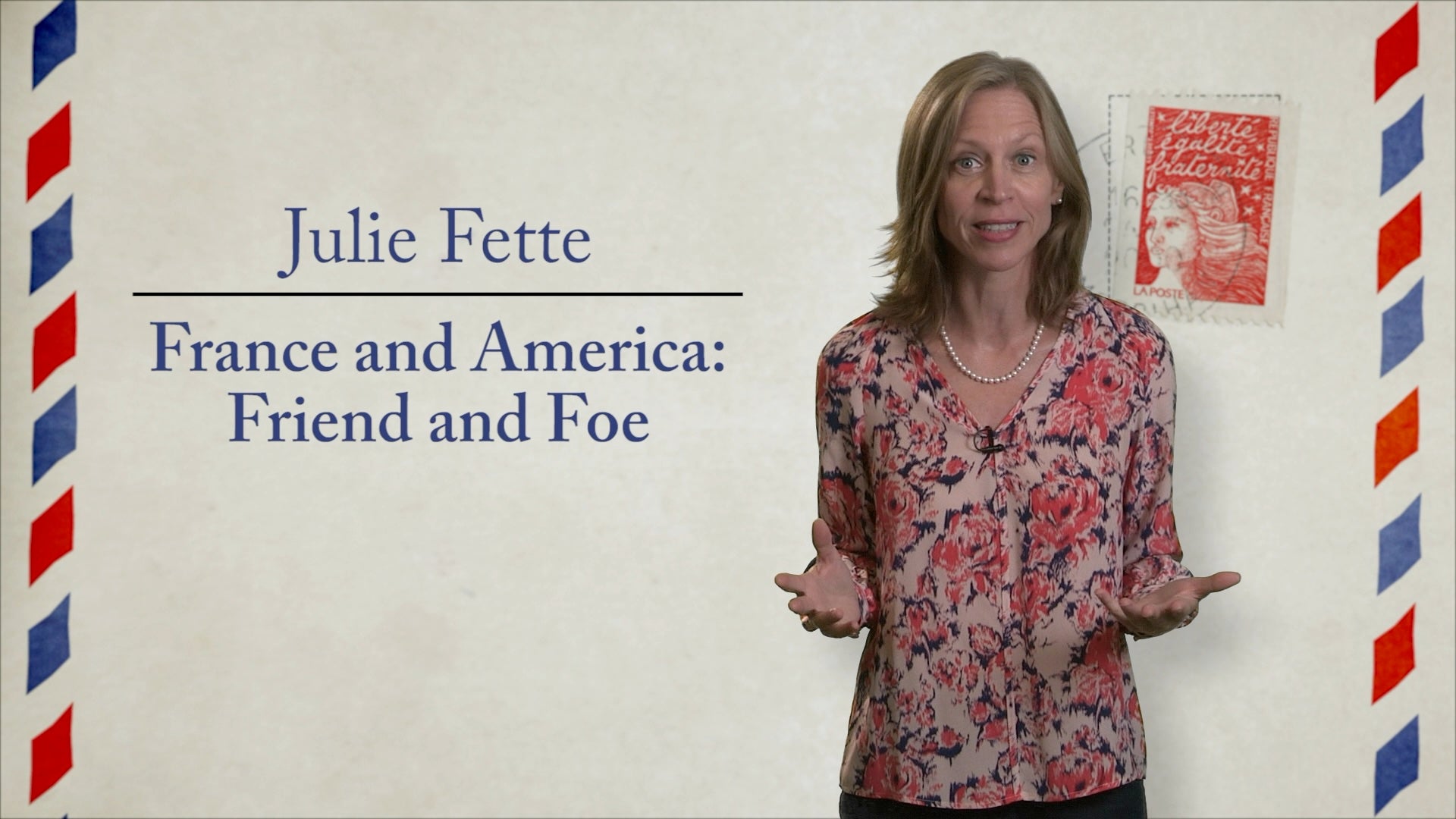 Julie Fonte's artwork depicting the intricate friendship and rivalry between France and America.