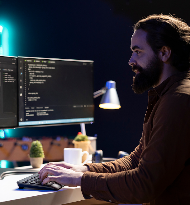 Remote IT professional working on software development