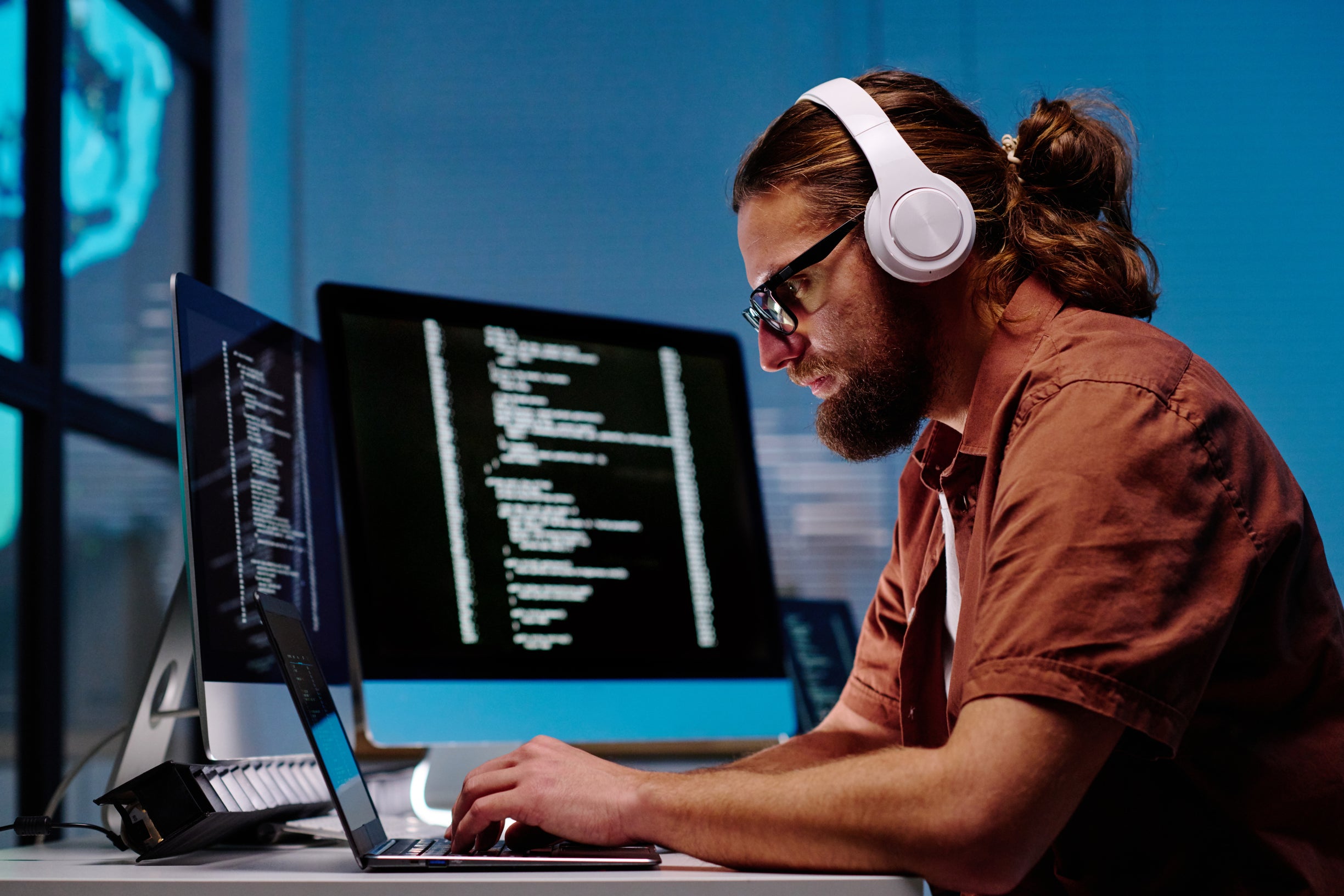Remote IT professional working on software development