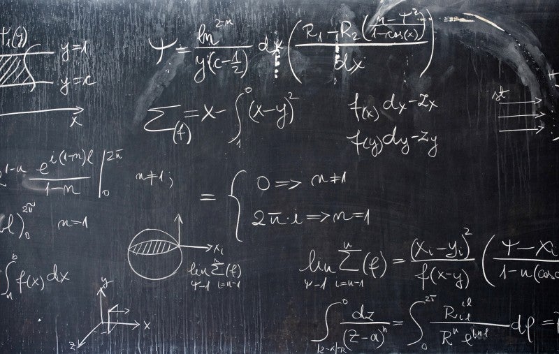 Chalkboard with Algebraic Formulas on it